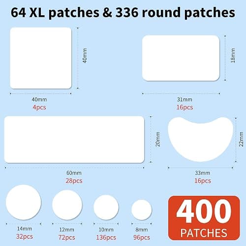 Daolyo Large Pimple Patches for Face, 8 Sizes 400 Counts XL Acne Patches, Big Hydrocolloid Bandages for Body, Chin, Forehead, Chest, Back Zit Breakouts (Strip, Square, Round, Moon) thumbnail 2
