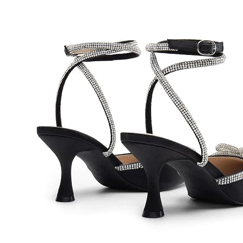 DREAM PAIRS Kitten Heels Rhinestone Bow Ankle Strap Stiletto Pointed Closed Toe Heels for Women Pumps Wedding Bridal Party Dress Shoes thumbnail 5