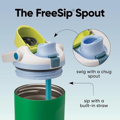 Owala FreeSip Sway Insulated Stainless Steel Water Bottle with Two-Way Spout, Built-In Straw and Bucket Handle, Made for Travel, School, and Sports, 40oz, BPA Free, Leak Proof, Putting Green thumbnail 4