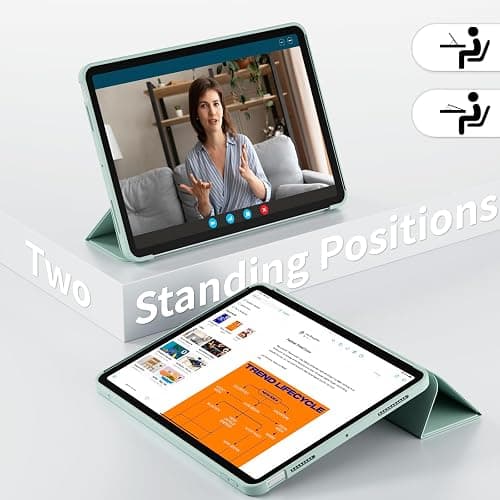 SQQSOOZ Case for iPad Air 11 Inch M4/M3/M2 2026/2025/2024, Slim, Mint Green | Cover for iPad Air 5th/4th Gen 10.9 Inch without Pencil Holder, Folio Trifold Stand Cover with Soft TPU Back, Auto Wake/Sleep thumbnail 6