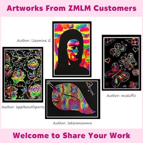 ZMLM Scratch Paper Art-Crafts Gift: 2 Pack Rainbow Notebooks Supplies Toys Easter Basket Stuffers for 3 4 5 6 7 8 9 10 Years Old Girls and Boys Kids Birthday Party Games (Pink) thumbnail 4