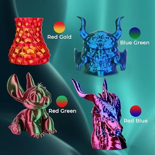 AMOLEN Silk PLA 3D Printer Filament Bundle, Shiny Dual Color Filament 1.75mm Pack, Multi Color Change 3D Printing Filament for Most FDM 3D Printer, 4 Spools 200g Each thumbnail 2