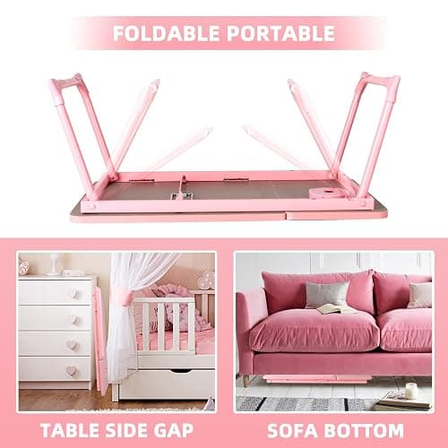 CloudTrip Laptop Desk for Bed or Couch, Lap Desk, Woking in Bed Desk, Home Office Desks, Breakfast Tray, Desk with Cup Holder, Watching Movies in Bed, Laptop Stand for Bed, Fordable Legs Desk (Pink) thumbnail 4