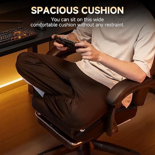 GTPLAYER Gaming Chair, High Back Leather Computer Game Chair with Footrest, Ergonomic Height Adjustable Office Chair with Removable Cover and Lumbar Support for Gaming and Work (Black) thumbnail 8