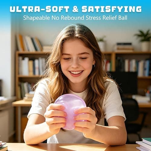 2 Pcs Coconut Oil Squishy, Shapeable No Rebound Stress Relief Ball, Fun Sensory Fidget Toy, Study Work Relaxation Desk Decor, Fun Anxiety Gift for Adults & Kids(Blue+Pink) thumbnail 5