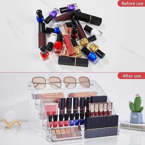KINGROW Nail Polish Organizer Holder Rack 6 Layers Acrylic Display Rack Eyeglasses Shelf Essential Oils Ink Storage Holds Up to 96 (Fit 1-2oz Bottles) thumbnail 3