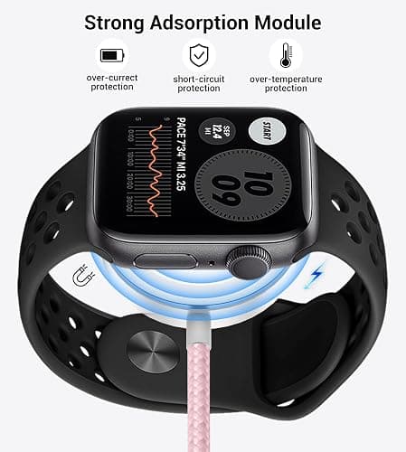 Temdan for Travel Vacation Essentials,3 in 2 USB C Cable for Apple Watch Charger/iPhone 17 Charger/Lightning,Multi Charging Cable Cord,Camping Essentials,Designed for iWatch &iPhone 16-12-5FT Pink thumbnail 5