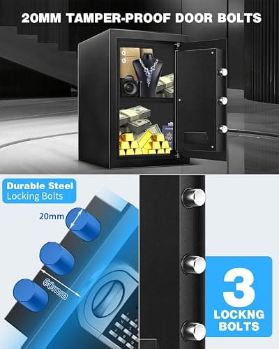 RETLLAS 2.5 Cu Ft Safe Box for Home Steel Electronic Digital Safety Box Personal Security Lock Box with LED Sensor Light Emergency Type-C External Charge for Money Jewelry Documents thumbnail 4