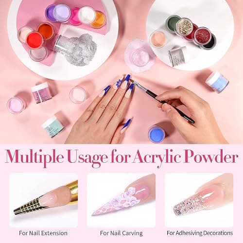 BORN PRETTY Acrylic Powder Set-24 Colors Acrylic Nail Powder Set All Seasons Colors Pigmented Powders for French Nail Extension Valentines Day Gifts for Women Home DIY & Salon No Lamp Needed thumbnail 3