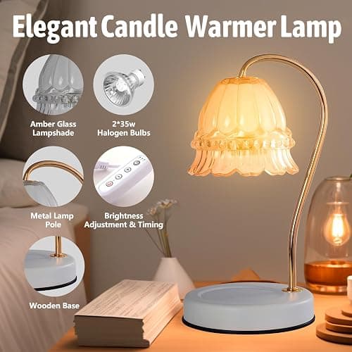 GEEZO Fragrance Candle Warmer Lamp,Electric Candle Warmer with Timer & Dimmer, Mom Christmas Birthday Gifts for Women, House Warming Gifts New Home Bedroom Decor thumbnail 4