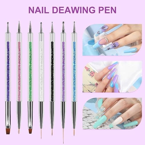 Artdone 9PC Nail Art Brushes Set double-ended, Liner Brush, Dotting Pen, Gel Polish Painting Tools For Nail Art Design thumbnail 2