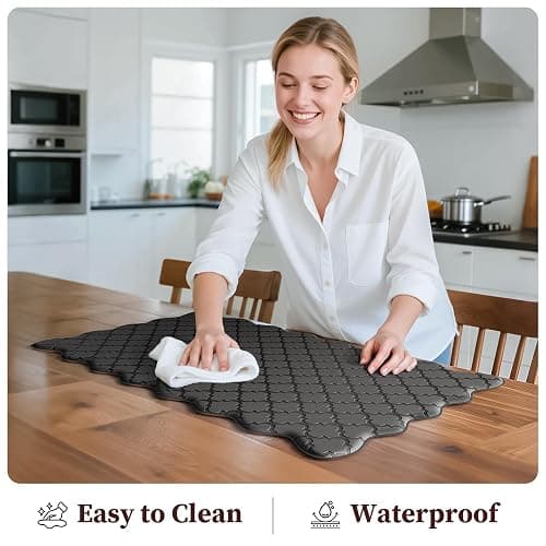 Arenarug Upgrade Scalloped Embossed Kitchen Mats for Floor 2PCS Cushioned Anti Fatigue Waterproof Foam Kitchen Rugs Non Slip Washable Comfort Standing Mat for Office Sink Laundry, Black thumbnail 6