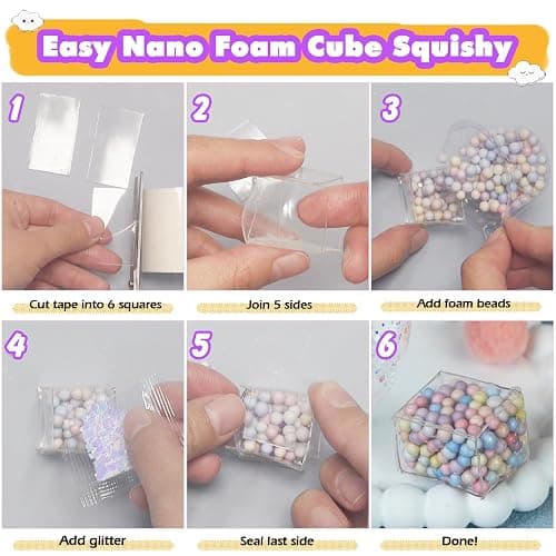 FUNSHOWCASE Nano Tape Bubble Kit with Clay, Marker, 6-Design Guide Squishy Maker Set thumbnail 6