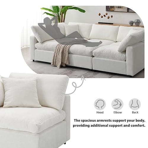 Oversized U-Shaped Modular Sectional Sofa Full Foam Cushions Deep Seat Reversible Chaises Cloud Couch Living Room Convertible Sleeper Chenille Upholstered Sofabed with Movable Ottomans thumbnail 8