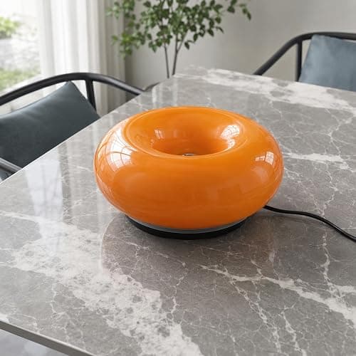 MIXL Orange Donut Table Lamp,Ambient Lighting Lamp,Aesthetic Room Decor | Blown Glass Lampshade,Stepless Dimming,Touch and Remote Control,Ideal for Gift,Suit for Living Room,Mid Century Modern Style thumbnail 4