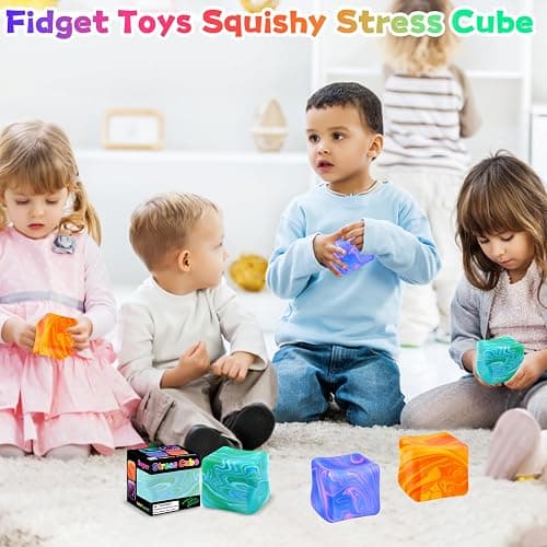 3PCS Stress Balls for Adults Kids, Squishy Color Doh Cube Fidget Toys, Sensory Balls Squeeze Hand Exercise Stress Ball Toys for Relax, Anxiety, Stress, Stocking Fillers for Teenage Girls thumbnail 4