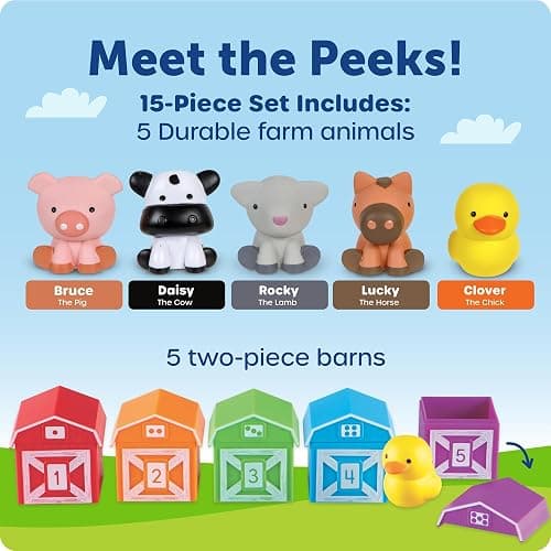 Learning Resources Peekaboo Learning Farm - Farm Animals for Toddlers, Educational Fine Motor Montessori Sets, Toddler Animal Toys, Counting, Sorting & Matching Barn Animal Toy, Little Animal Figures thumbnail 5