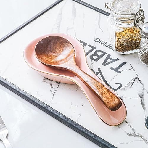 Maxramic Ceramic Spoon Rest for Stove Top, Pink Spoon Holder Utensil Rest, Cute spoon Rests for Coffee Bar Kitchen Decor Cooking Gift for Housewarming (Pink) thumbnail 3