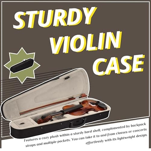 GODECOR 4/4 Acoustic Violin, Full Size Acoustic Violin Set for Beginner Adults Teens with Case,Bow, Rosin (Natural) thumbnail 6