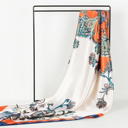 RIIQIICHY Head Scarf for Women Like Silk Scarf Hair Scarf Printed Square Scarf Bandanas for Women 35 Inches thumbnail 5