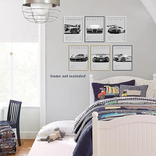 CSLGQGV Car Poster Vintage Racing Car Wall Art Supercar Canvas Prints Painting For Men Room Pictures Guys Dorm Room Aesthetics Decor Bedroom Office (Unframed,8×10inch,6pcs) thumbnail 6