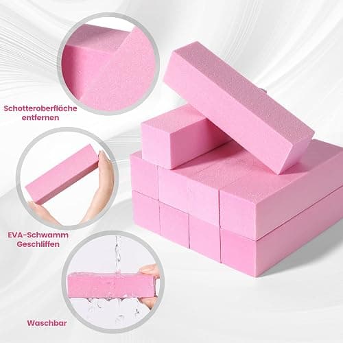 Set mit 10 Buffer Feile für Nägel, Professionelle Nagel Buffer zum Schleifen von Acryl-oder Natürlichen Gelnägeln, Buffer für Nägel 4 waschbare Seiten für Maniküre - Rosa thumbnail 6