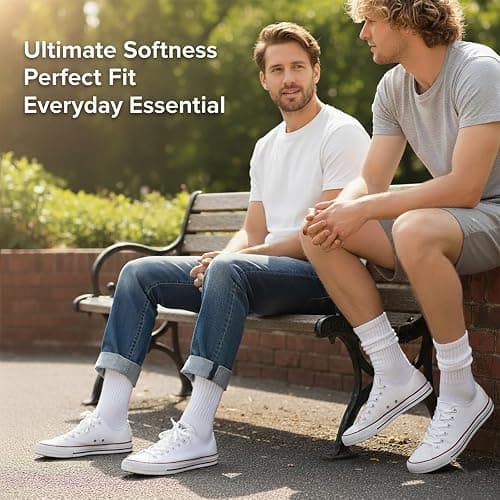 SURGETIDE 3 Pairs Slouch Socks for Women & Men, Ribbed Scrunch Crew Socks | 3-pair cotton-rich ribbed slouch socks for women and men, thick scrunch crew socks for boots, sneakers and lounging. thumbnail 4
