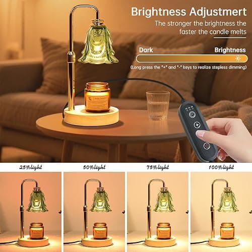 Droyek Candle Warmer Lamp with Timer Electric Candle Warmer Lamp Adjustable Height Dimmable Wax Warmer Lamp Jar Candles with 2 Bulbs for Home Decor & Office thumbnail 4