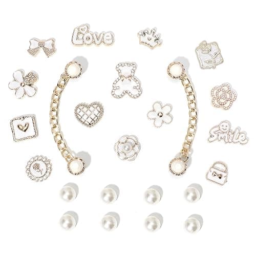 Bling Shoe Charms for Women, Sparkle Rhinestones Shoe Decoration Charms, Girly Shoe Chains for Clog Sandals, DIY Shoe Accessories for Party Favor - White - Image 1