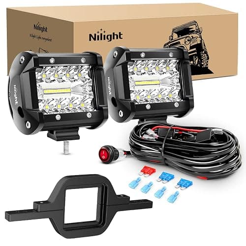 Nilight 2 Pcs 4 Inch 60W Led Pods with 2 Inch Tow Hitch Mounting Brackets Backup Reverse Lights Rear Light Bar for Pickup ATV SUV Truck Trailer Boat - Image 1