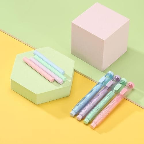 PATIKIL 8 Pack Erasers, Sliding Retractable Eraser Push Pull Cute Pencil Erasers Soft Large Easy to Clean with Plastic Sleeve for Sketching Drawing Artists Teacher Pencils, Pink Blue TPE thumbnail 2