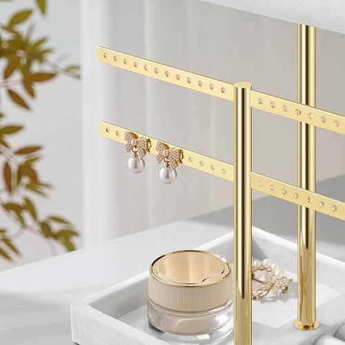 bussdis 3 Tier Bracelet Holder Display - Detachable T Bar White Velvet Bracelet Holder, Jewelry Holder Organizer for Bracelet, Necklace, Earrings, Rings thumbnail 6