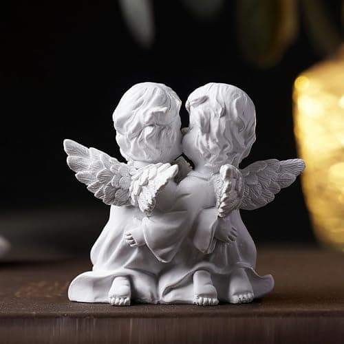 OwMell Little Angel Statue Figurine, Resin Cherub Statue Sleeping Angle Sculpture, Remembrance Healing Sympathy Gift for Memorial, Shelf Home Living Room Desktop Office Decoration - Hugging Angels thumbnail 6