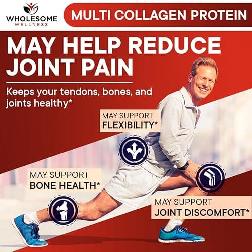 Wholesome Wellness Premium Multi Collagen Peptides Protein Powder for Women and Men, 5 Types of Hydrolyzed Collagen, Grass-Fed, Non-GMO & Unflavored, Pure Protein for Youthful Skin & Joint Recovery thumbnail 8