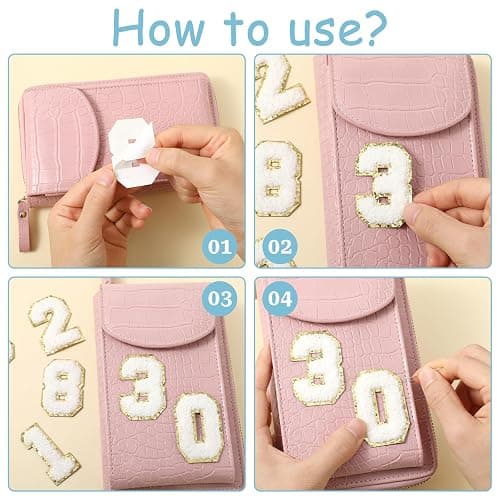 20PCS Chenille Number Patches, Iron on Numbers 0-9 Gilter Varsity Patches Embroidery Self-Adhesive White Applique for Team Jerseys Sports Football Jeans Bags Decors thumbnail 4