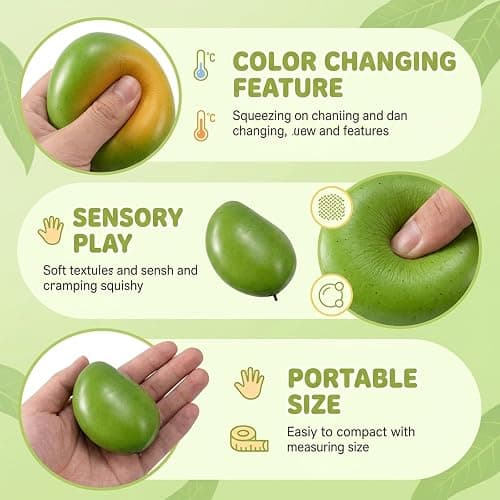 GWZTIO Squishies Mango, Big Fruit Squishies, Color Changing Sensory Tool for Anxiety Relief, Portable Desk Stress Ball for Office Workers and Adult Users thumbnail 3