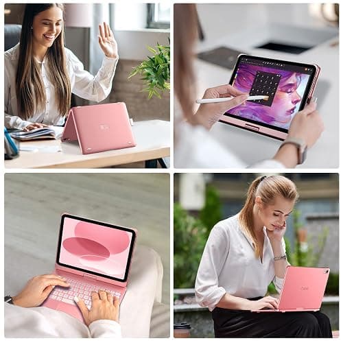 typecase Touch iPad 11th 10th Generation Case with Keyboard (11" 2025, A16 & 10.9" 2022) – 360° Rotatable, 11-Color Backlit, Multi-Touch Trackpad, Pencil Holder, Thin & Light – Rose Gold thumbnail 6
