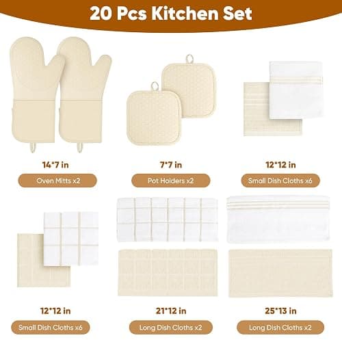 Silicone Oven Mitts Pot Holder Kitchen-Towels100% Cotton Dish Towels for Kitchen,Super Soft and Absorbent Kitchen Hand Towels/Tea Towels.Pot Holder,Oven Mitt Heat Resistant,Silicone Grip,Gift Set thumbnail 3