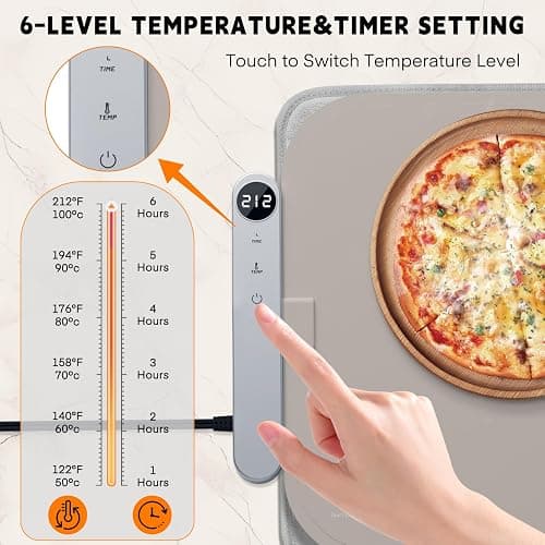Homelove Food Warming Mat Waterproof - Electric Warming Tray with 6-Level Temperature and Hours Setting, Full Surface Graphene Heating, Dishwasher-Friendly Food Warmer Mat for Parties, Kitchen (Khaki) thumbnail 4