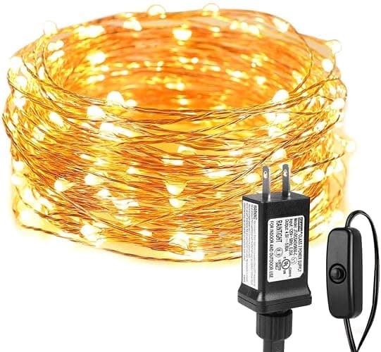Lighting EVER Fairy Lights Plug in, 33ft 100 LED String Lights with Switch | Warm White 3000K, Thin Copper Wire, Waterproof, Steady-on, Indoor Outdoor, 4.5V - Image 1