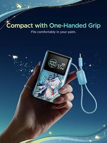 UGREEN x Honkai: Star Rail Edition 10000mAh Power Bank, 55W Portable Charger with Built-in USB-C Cable, 45W Fast Recharge, 3-Port Battery Pack for MacBook Air, iPhone 17, Steam Deck thumbnail 4