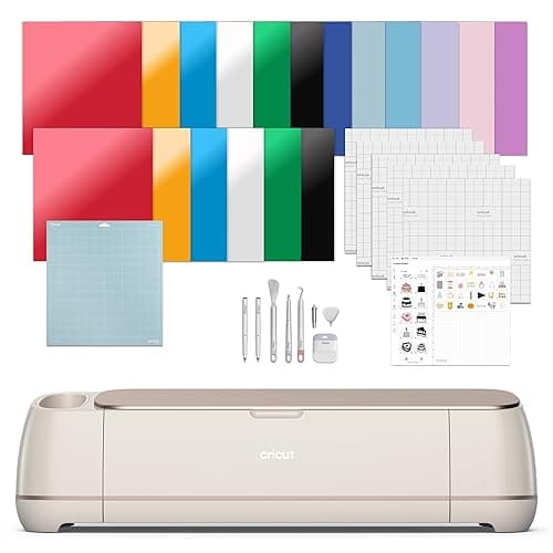 Cricut Maker 4 - Smart Cutting Machine (Seashell) | Engagement Bundle - Includes Smart Vinyl, Cardstock, Transfer Tape, Iron On HTV, Mat, Pens, Tool Kit, & 25 Images in Design Space App - Image 1