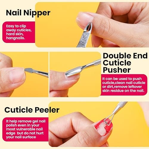 FANDAMEI Gel Nail Polish Remover Tools Kit with Nail Soak Off Clips, Lint Free Nail Wipes, Polish Remover Bottle, Cuticle Nippers, Pusher, Peeler. Cuticle Oil. Nail Files and Buffers, Nail Removal Kit thumbnail 5