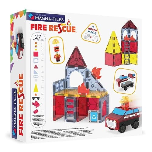 MAGNA-TILES Fire Rescue 27-Piece Magnetic Construction Set, The Original Magnetic Building Brand thumbnail 3