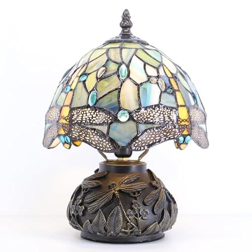 HWDFEI Small Tiffany Mushroom Table Lamp,Mini Memory Sympathy Antique lamp 8X11 Inch (Brown Dragonfly) thumbnail 4