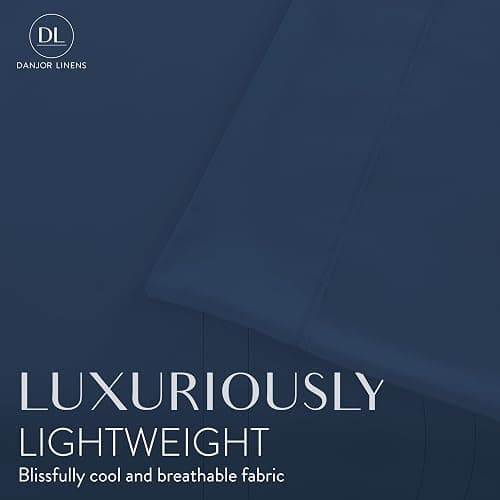 Danjor Linens Bed Sheet Set Full Size for Teens, Hotel Premium Sheets with 4 Pillowcases, Lightweight Brushed Microfiber Deep Pockets, Breathable Cooling 6 Piece Bedding Sets, Navy | Hotel Quality, Breathable, Cooling, Deep Pockets, Wrinkle Free, Machine Washable, 4 Pillowcases, Bed Sheet thumbnail 3