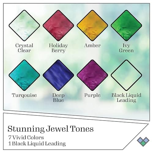 Gallery Glass PROMOGGJL22 Jewel Tones Stained Glass Painting Kit, 8 Piece Glass Paint Set for DIY Arts and Crafts, Perfect for Beginners and Artists thumbnail 2