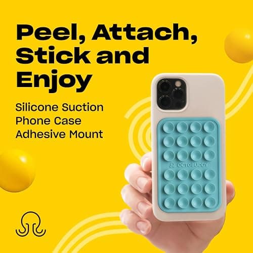 OCTOBUDDY Classic MAX - Silicone Suction Phone Case Adhesive Mount - Hands-Free, Strong Grip Holder for Selfies & Videos - Durable, Easy to Use - 2.6″ x 3.9″, Pastel Turquoise thumbnail 2