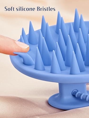 HEETA Scalp Massager Shampoo Brush with Silicone Bristles for Dandruff Removal Scalp Care & Hair Growth, Scalp Scrubber for All Hair Types, Head Massager Stress Relax, Upgraded Large Design,Blue thumbnail 3