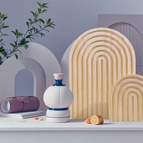 AFAMITOO 2Pcs Wooden Rainbow Arch Decor Set - Boho Chic Aesthetic Shelf & Serving Board - Ideal for Living Room, Kitchen, Home Office Decor thumbnail 5
